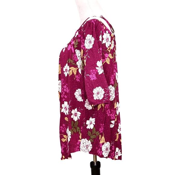 Torrid Top Plus Size 1X Plum White Floral Off Shoulder Spaghetti Straps Blouse - Picture 5 of 13